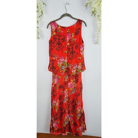 Mlle Gabrielle Red Floral Maxi Summer Dress Size 8 Boho Layered Beach Y2K VNT - Picture 3 of 9